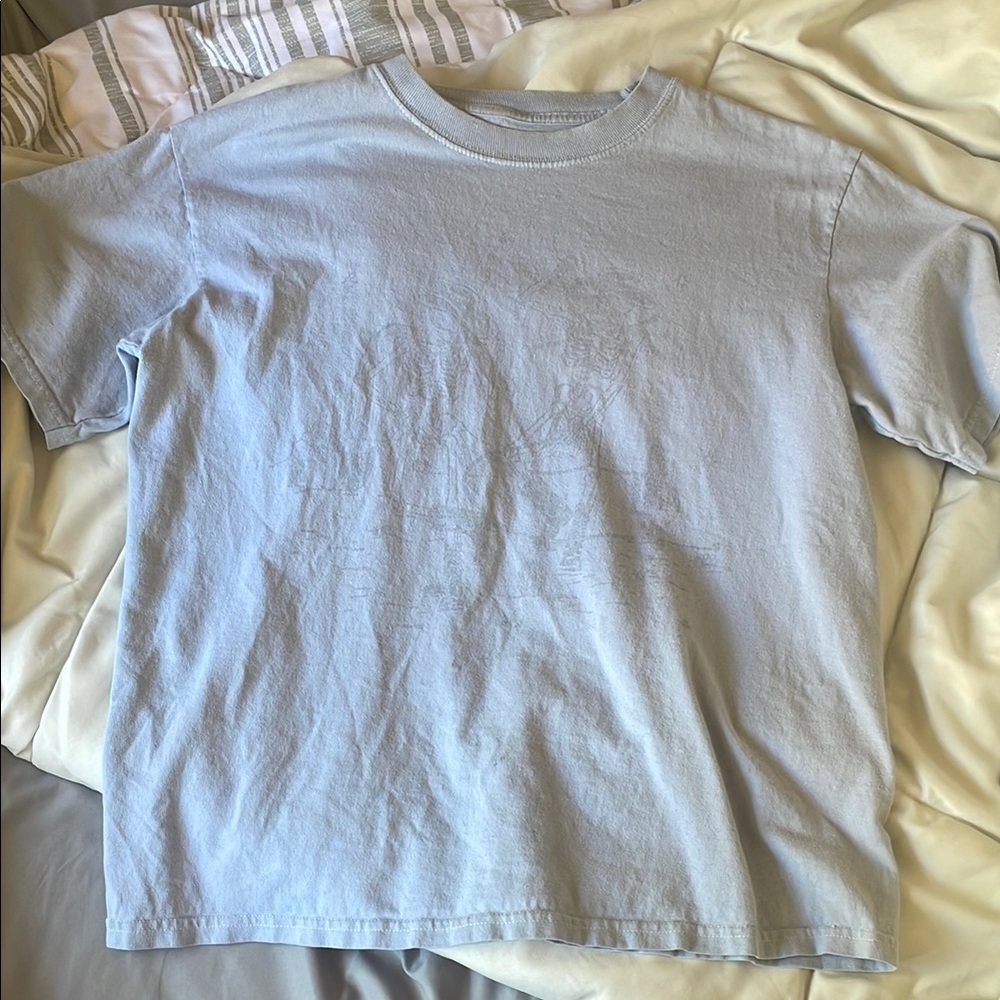 Blue T-Shirt With Faint Design